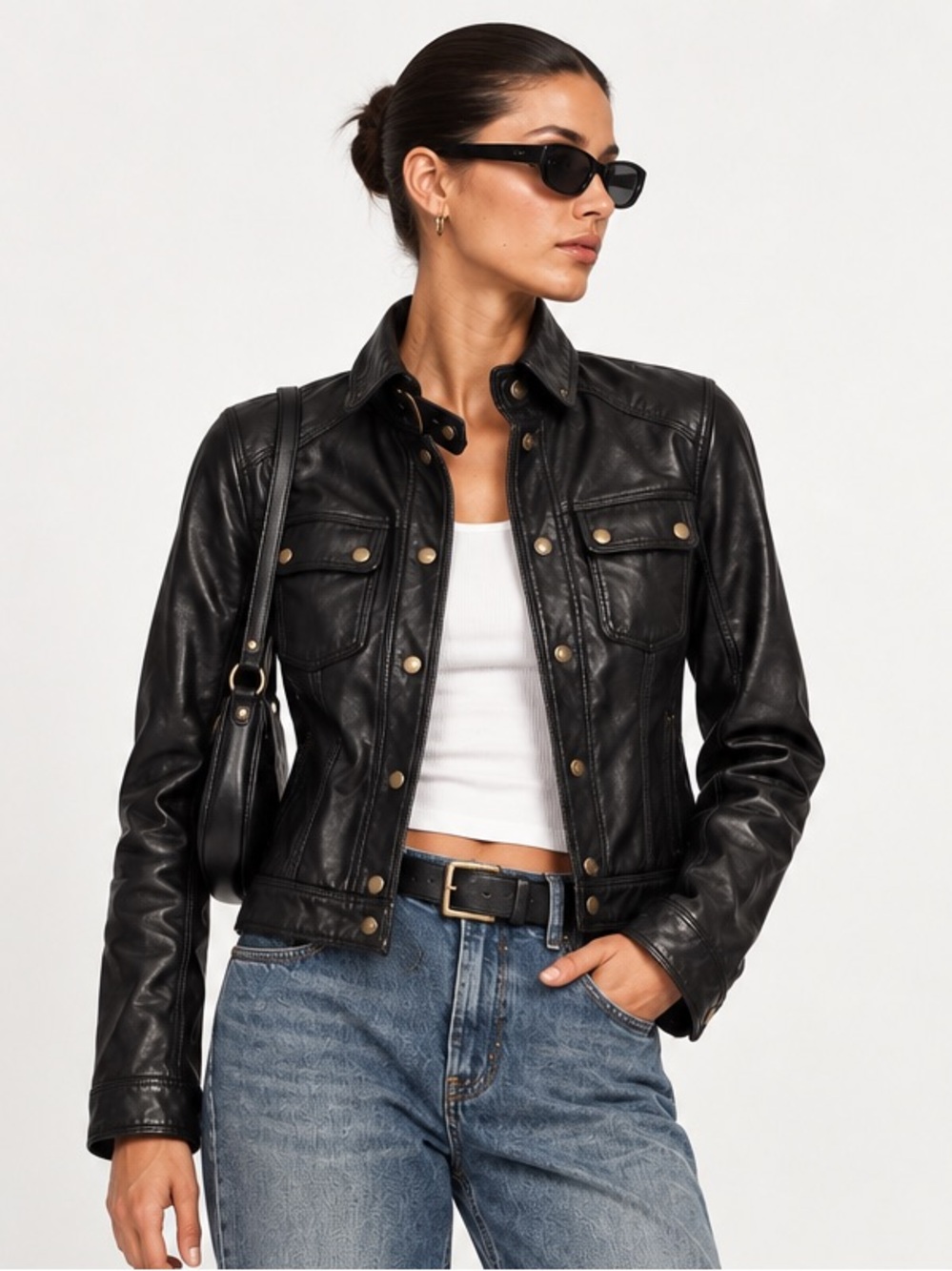 Banana Republic XS Genuine Leather Utility Moto Jacket